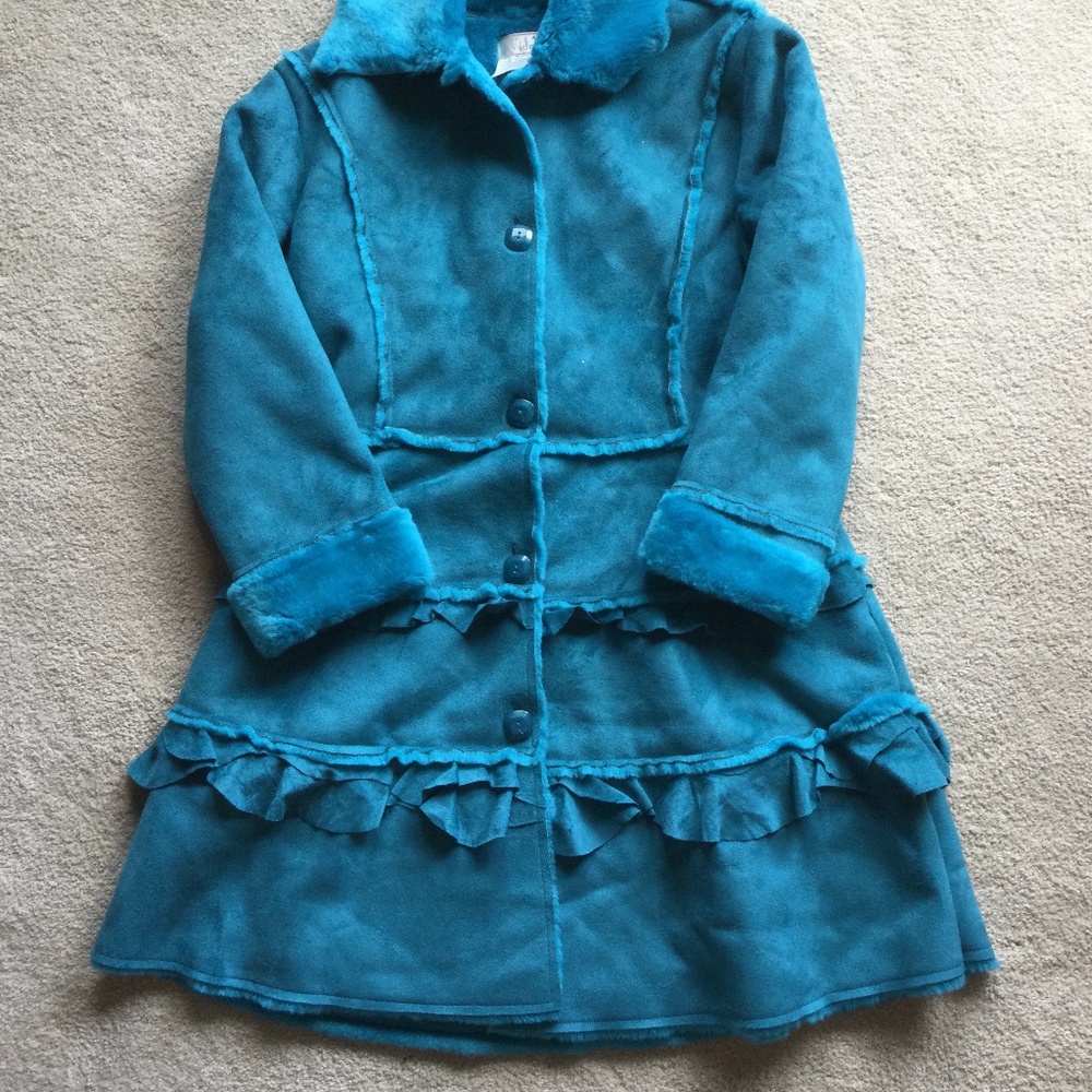 New Widgeon girls 14 teal faux suede jacket